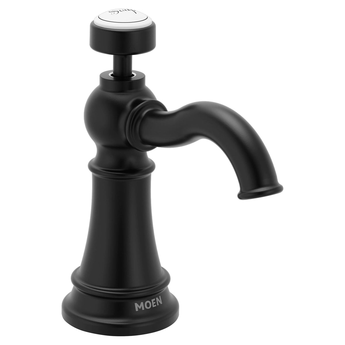 Moen® S3949BL S3949 Weymouth Traditional Soap Dispenser, Matte Black, 18 oz Capacity, 4 in OAL, Deck Mount, Domestic