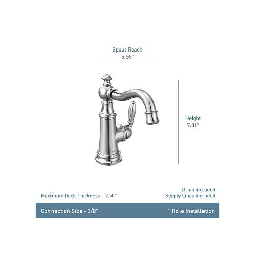 Weymouth Bathroom Faucet, 5.13 in W x 6.13 in D x 7.81 in H