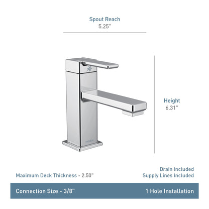 90 Degree - Low Arc Bathroom Faucet - Deck Mount - 1.2 GPM