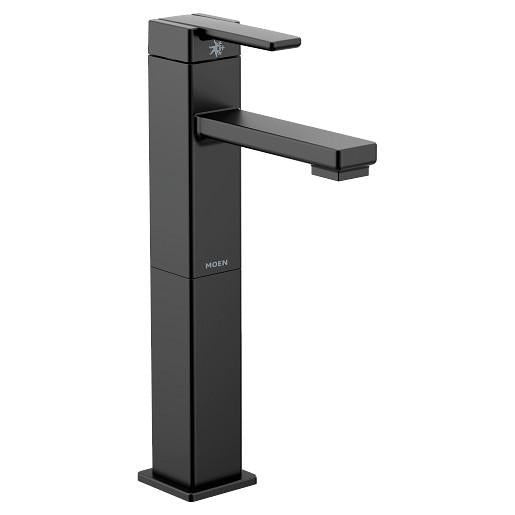 Moen® S6712BL High Arc Bathroom Faucet, 5.25 in Spout, Matte Black, 1 Handles, Domestic