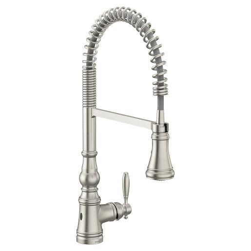 Moen® S73104EWSRS S73104EW Weymouth Flexible Faucet, 1.5 gpm Flow Rate, Spot Resist Stainless, 1 Handles, 3 Faucet Holes, Domestic