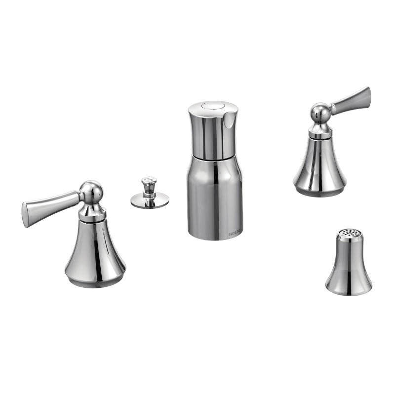 Moen® T-5245 Wynford™ Bidet Faucet, 8 to 16 in Center, 2 Handles, Pop-Up Drain, Import