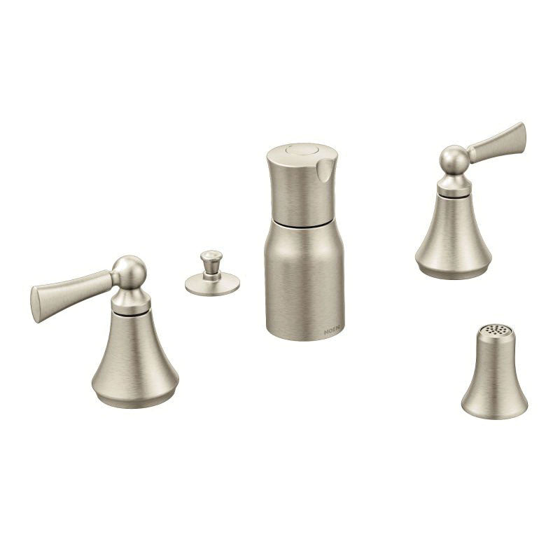 Moen® T-5245 Wynford™ Bidet Faucet, 8 to 16 in Center, 2 Handles, Pop-Up Drain, Import
