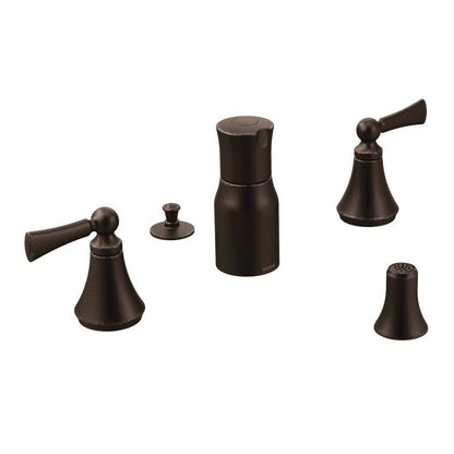 Moen® T-5245 Wynford™ Bidet Faucet, 8 to 16 in Center, 2 Handles, Pop-Up Drain, Import