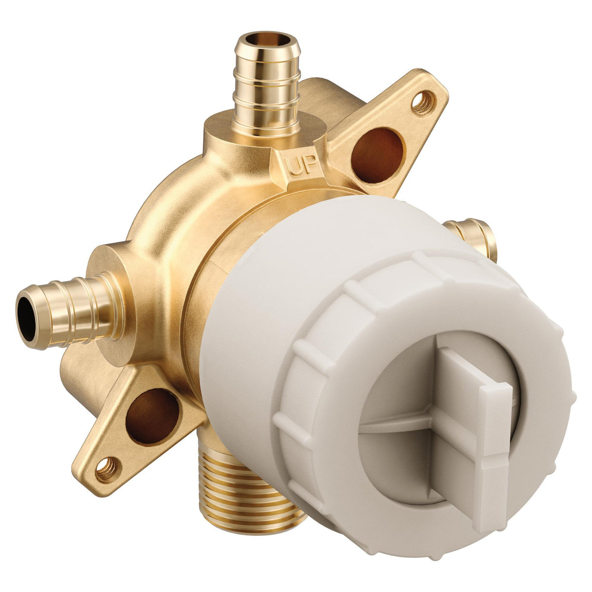 M-Core - Rghin 4PT Crimp PEX/Cc - Wall Mount - Brass