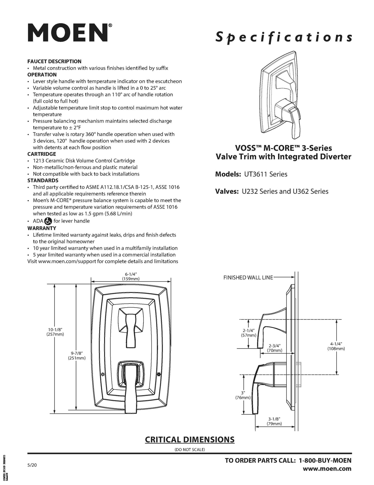 Voss - Transitional Valve Trim - UT3611BL