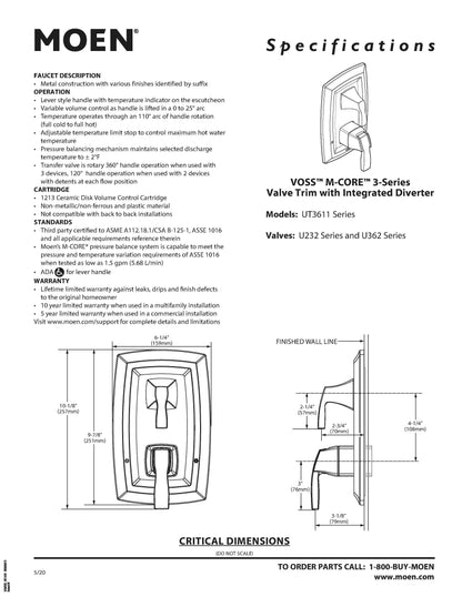 Voss - Transitional Valve Trim - UT3611BL