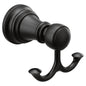 Moen® YB8403BL Weymouth™ Robe Hook, 2 Hooks, 2.76 in OAH x 3-1/4 in OAW x 3.1 in OAD, Zinc, Import
