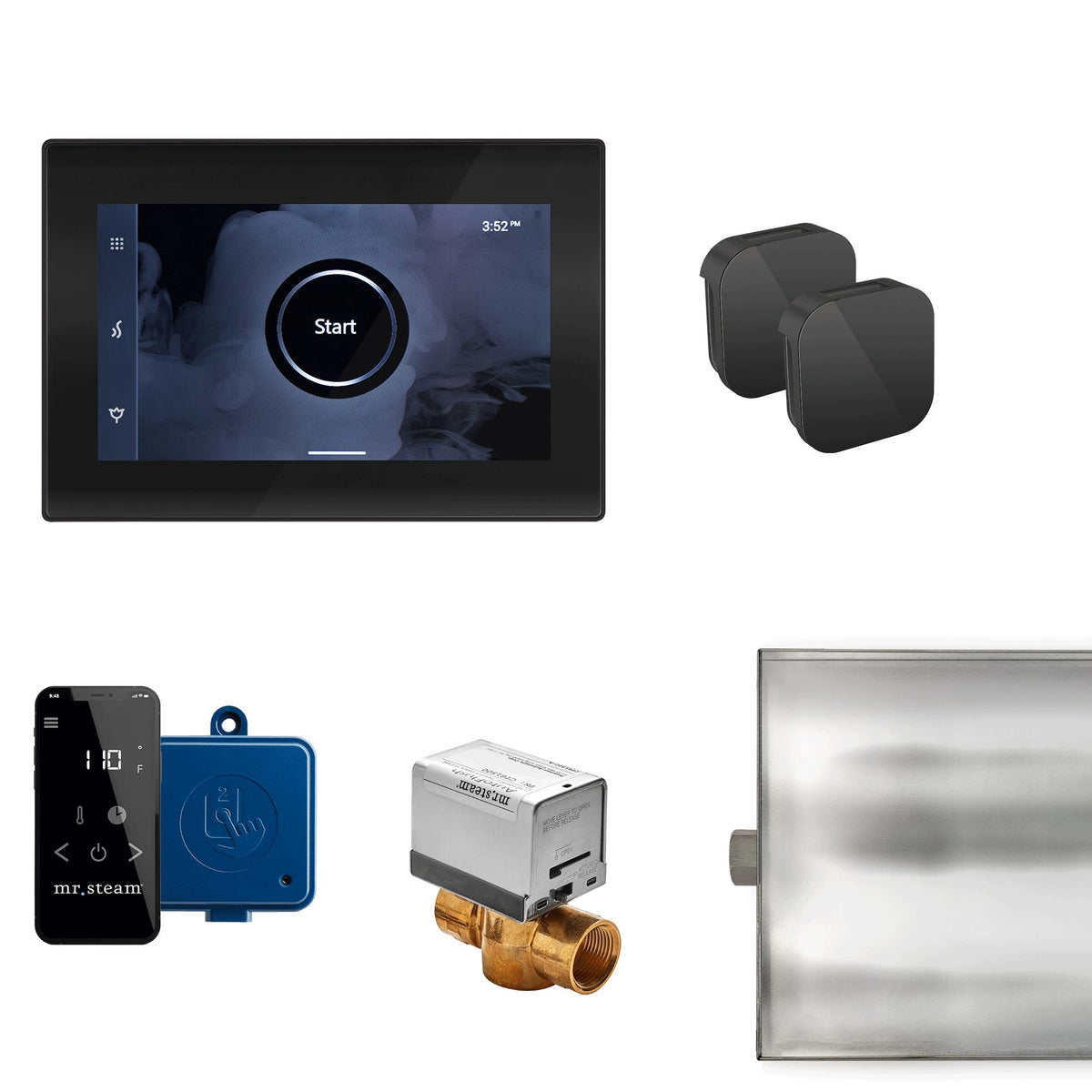 Mr Steam XBTLRBKXMB Generator Control Kit, Rectangular Panel, Black Matte/Black, For Use With Max Generators