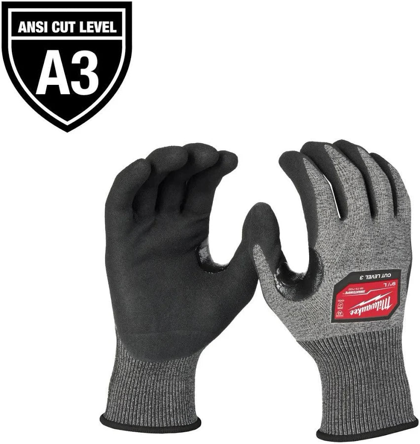 Cut Level 3 High-Dexterity Nitrile Dipped Gloves - L