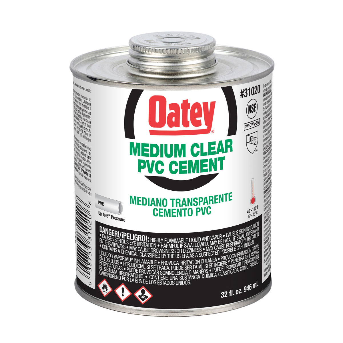 Medium Body PVC Cement - 32 oz Container