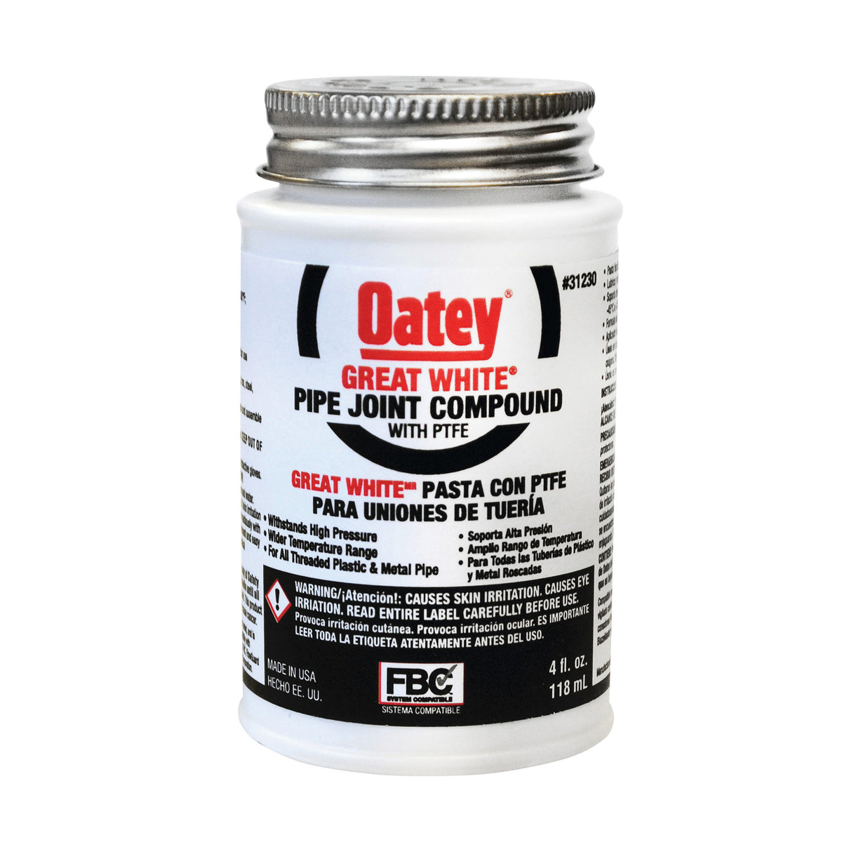 Great White Pipe Joint Compound - 4 Fl-oz Can
