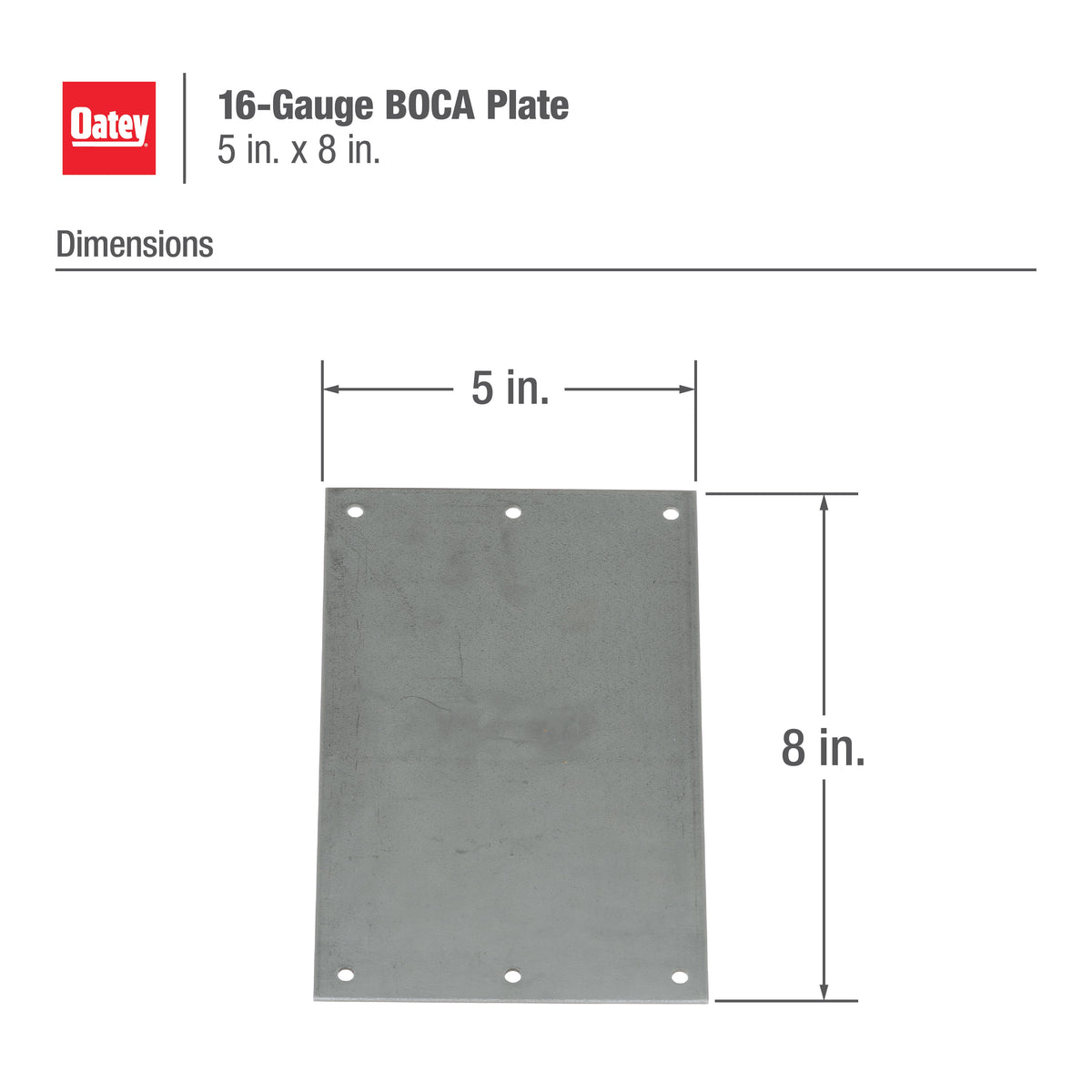 Self-Nailing Boca Plate - 8" L x 5" W - Steel