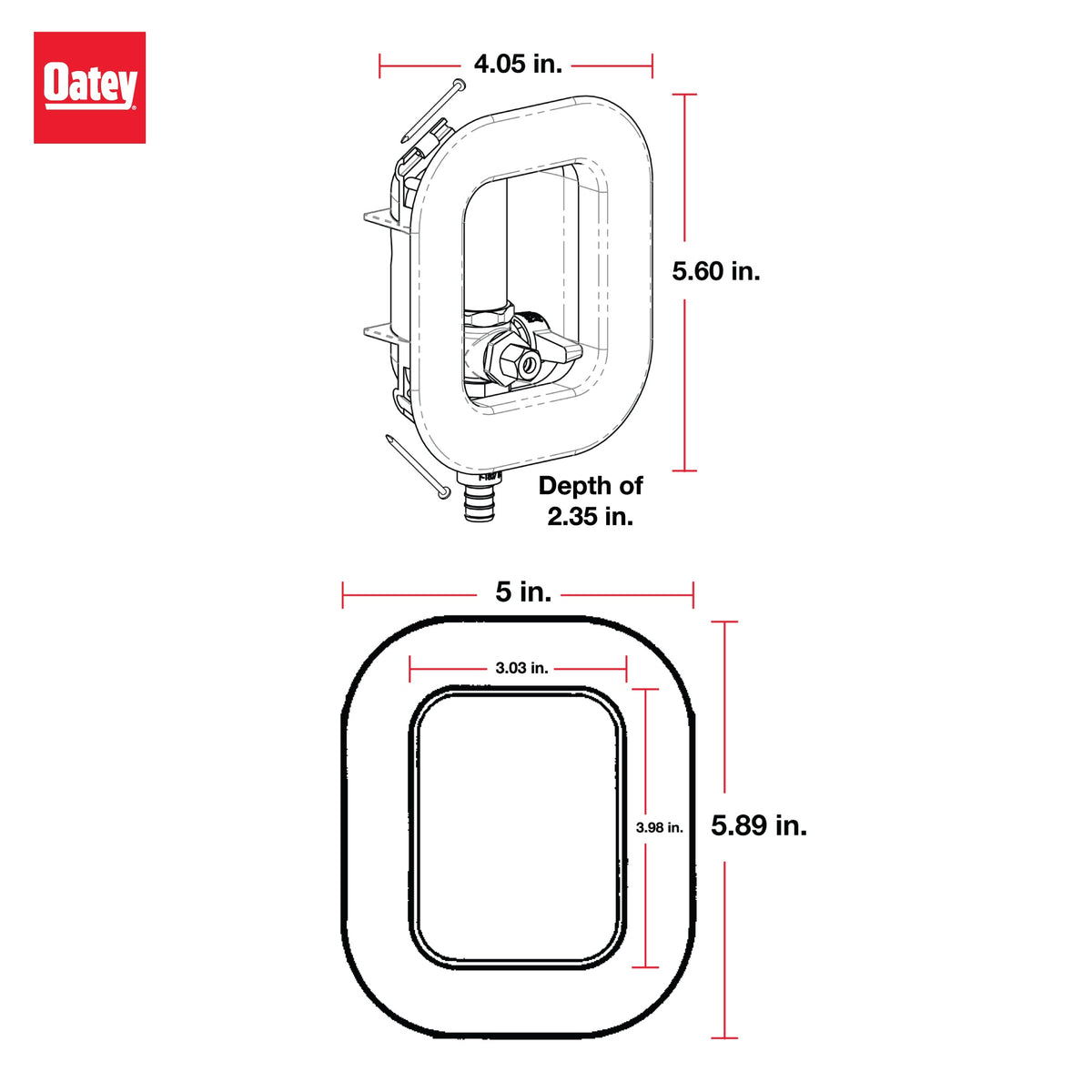 Ice Maker Outlet Box with Nails - Polystyrene