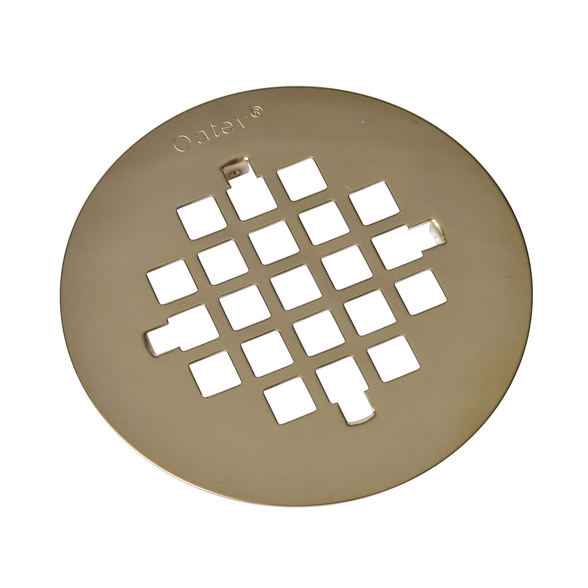 Oatey® 42137 Universal Snap-Tite Strainer, 4-1/4 in Dia, Stainless Steel, UltraShine® PVD Polished Brass, Import