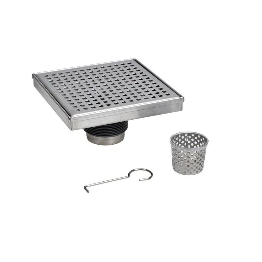 Oatey® Designline™ DSS2040R2 130 Series Decorative Shower Drain With Square Grate, 2 or 3 in Nominal, Solvent Weld Connection, 304 Stainless Steel Drain, Import