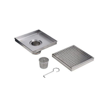 Decorative Shower Drain with Square Grate - 4" L x 4" W