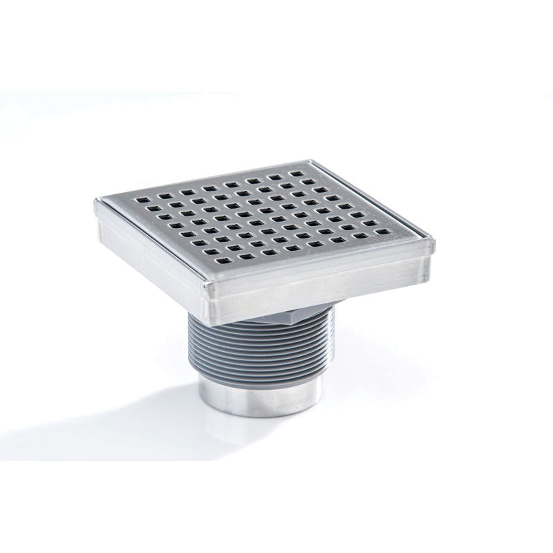 Decorative Shower Drain with Square Grate - 4" L x 4" W