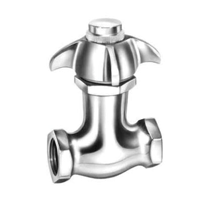 PASCO 2192 Self-Closing Utility Water Valve, 1/2 in Nominal, FNPT End Style, Brass Body, Knob Handle Actuator, Polished Chrome, Domestic