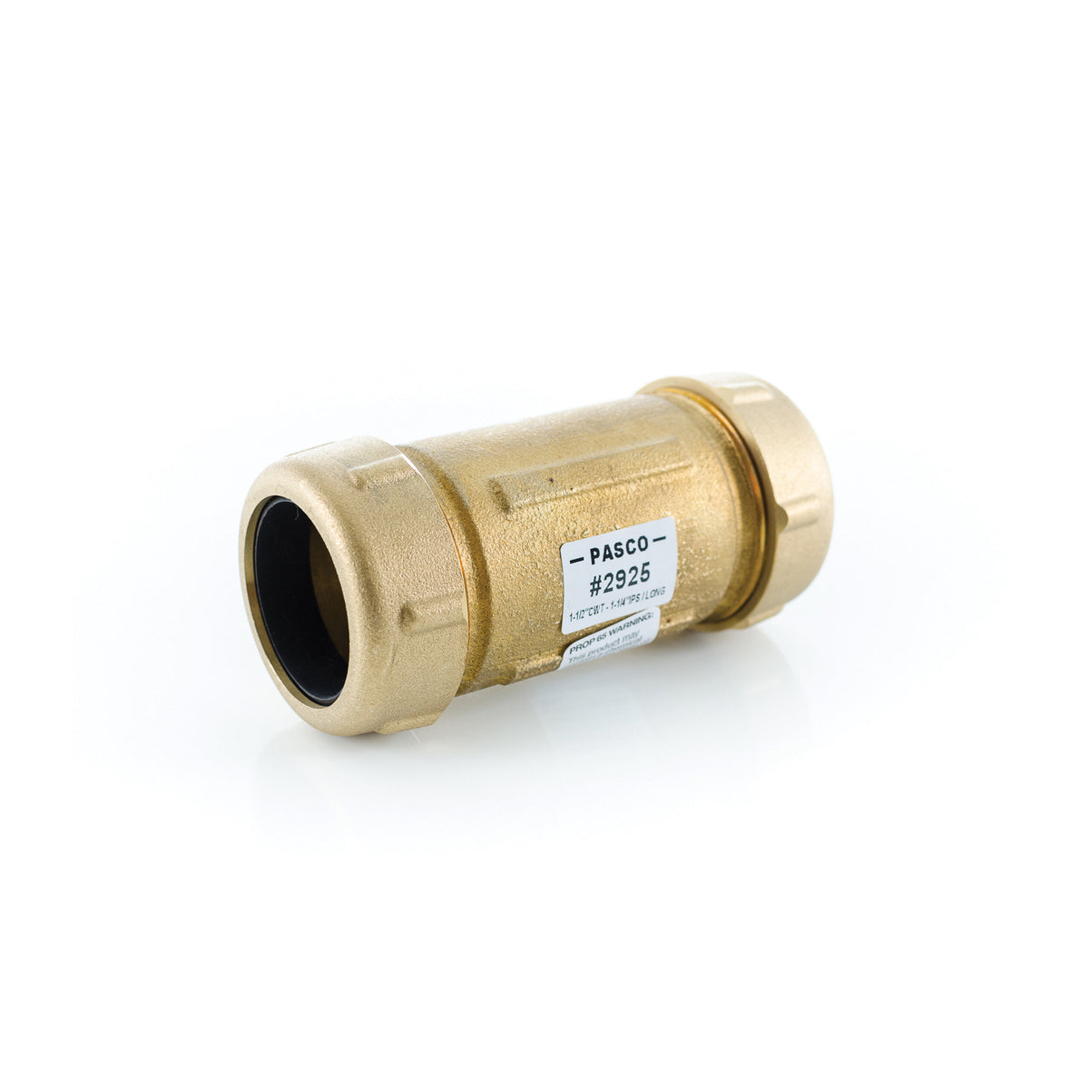 1-1/2 x 1-1/4" Long Compression Coupling - Brass