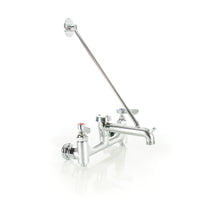 PASCO 33110 Service Sink Faucet With Vacuum Breaker, Wall Mount, 8 in Center, Satin Chrome