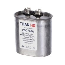 Packard POCF55A Titan HD Capacitor, 55 mfd, 440/370 V AC, 50/60 Hz, Oval Shape, Domestic