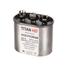 Packard POCFD205A Titan HD Capacitor, 205 mfd, 440/370 V AC, 50/60 Hz, Oval Shape, Domestic