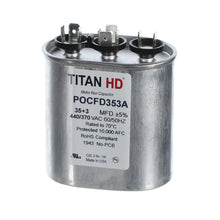 Packard POCFD353A Titan HD Capacitor, 353 mfd, 440/370 V AC, 50/60 Hz, Oval Shape, Domestic