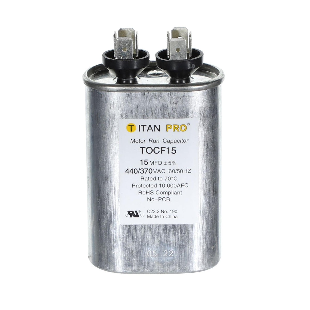 Single Section Run Capacitors - 370/440 V AC - 15 Uf