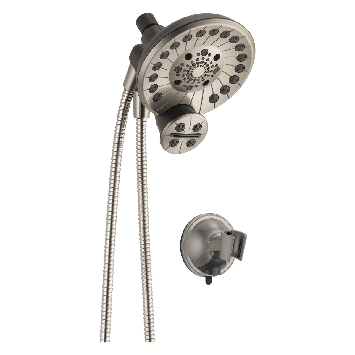 Peerless® 76465DSN SideKick™ 2-in-1 Shower System, 6-7/16 and 2-5/8 in Dia Shower Head, 2.5 gpm Flow Rate, 84 in L Hose, NPT Connection, Brilliance® Brushed Nickel, Import