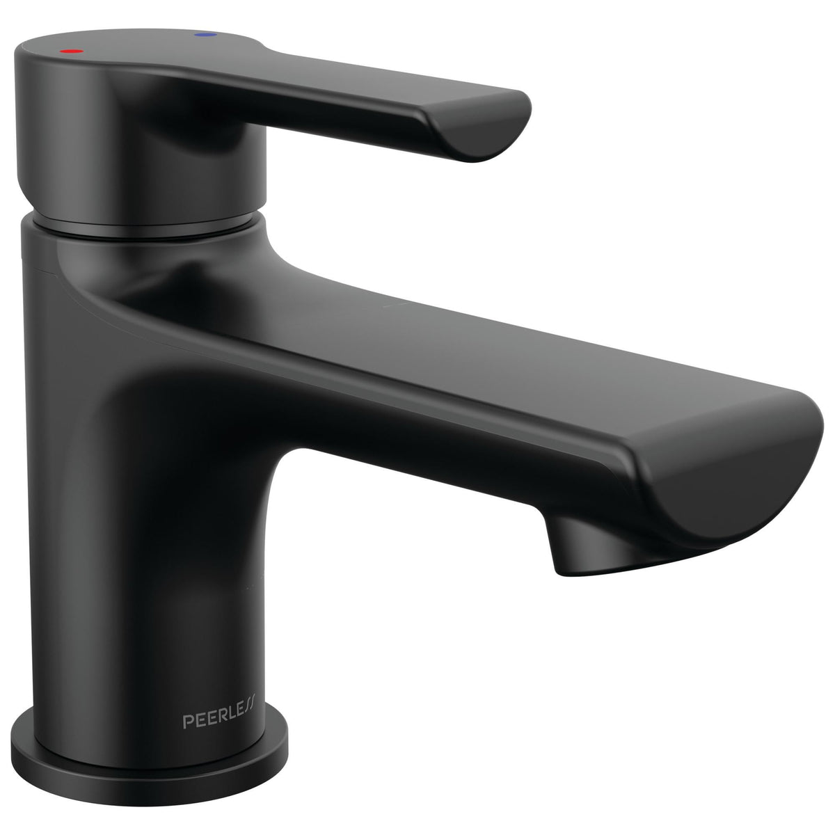Peerless® P1512LF-BL-M-0.5 Flute™ Single Top Handle Lavatory, 0.5 gpm Flow Rate, 2.63 in H Spout, 1 Handles, Pop-Up Drain, 1 Faucet Holes, Matte Black, Lavatory Function