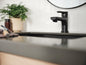 Peerless® P1512LF-BL Flute™ Single Top Handle Lavatory, 1 gpm Flow Rate, 2.63 in H Spout, 1 Handles, Pop-Up Drain, 1 Faucet Holes, Matte Black, Lavatory Function