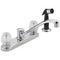 Peerless® P225LF Kitchen Faucet, 1.8 gpm Flow Rate, 8 in Center, Swivel Spout, Polished Chrome, 2 Handles, Import