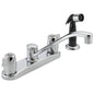 Peerless® P226LF Kitchen Faucet, 1.8 gpm, 8 in Center, Swivel Spout, Chrome Plated, 2 Handles, Side Spray(Y/N): Yes, Import, Commercial