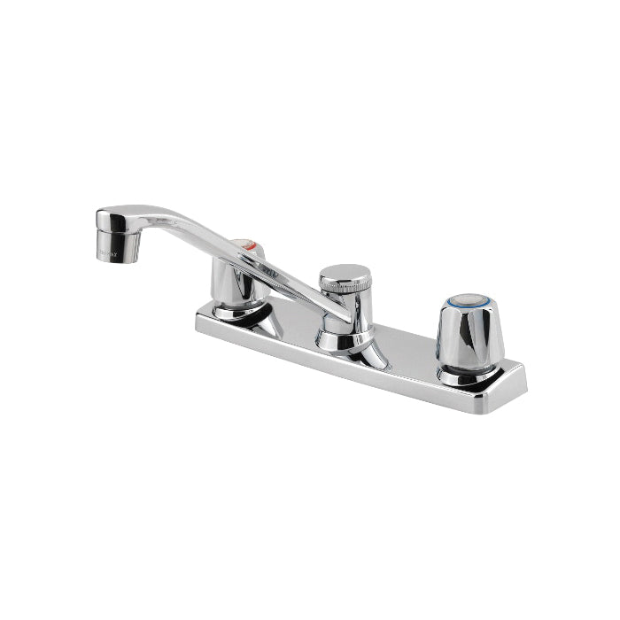 Pfister® Pfirst Series™ G135-1000 Professional Grade Kitchen Faucet, 1.75 gpm Flow Rate, 8 in Center, Swivel Spout, Polished Chrome, 2 Handles
