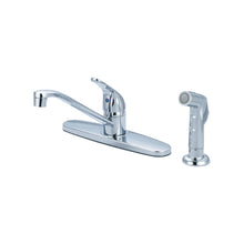 OLYMPIA K-4162 Kitchen Faucet, 1.5 gpm, 8 in Center, 360 deg Swivel Spout, Polished Chrome, 1 Handle, Side Spray(Y/N): Yes