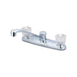 OLYMPIA K-5120 Kitchen Faucet, Elite, 1.5 gpm Flow Rate, 8 in Center, 360 deg Swivel Spout, Polished Chrome, 2 Handles