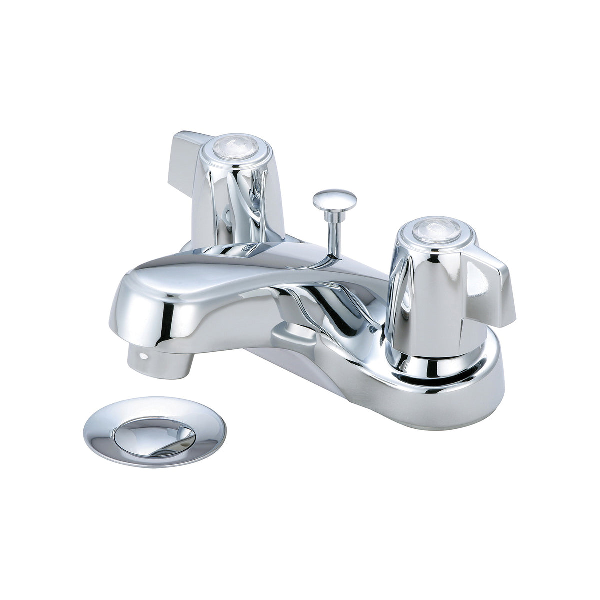 OLYMPIA L-7292 Lavatory Faucet, Elite, Polished Chrome, 2 Handles, Brass Pop-Up Drain, 1.5 gpm Flow Rate