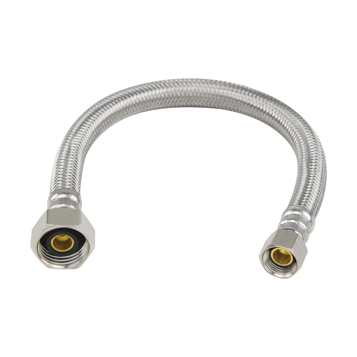 PlumbShop® PLS1-36A F PLS1-A Flexible Faucet Connector, 3/8 x 1/2 in Nominal, Compression x FIP End Style, 36 in L, 125 psi Working, Reinforced PVC/Braided Stainless Steel, Import