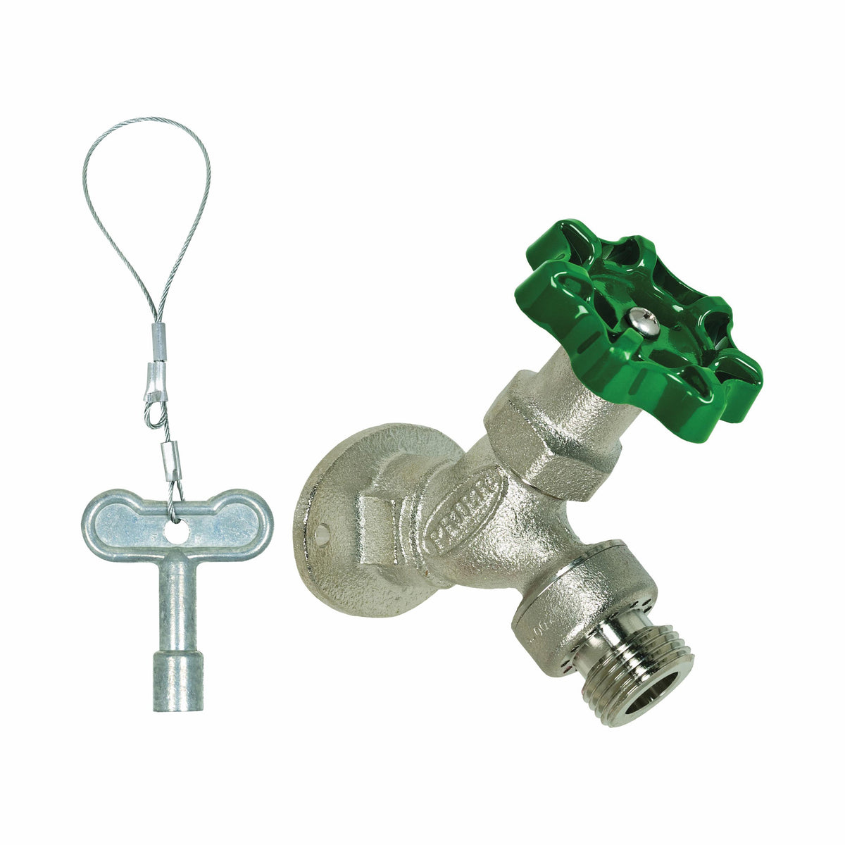 Prier® C-355NP.50 Anti-Siphon Angle Sill Faucet With Integral P-002 Vacuum Breaker, 1/2 in Nominal, FNPT End Style, Cast Brass Body, Loose Key Actuator, Domestic