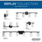 Progress Lighting® P2159-31 Replay Contemporary/Soft Bath Fixture, (3) A19 Lamp, 120 V AC, Black Painted Housing
