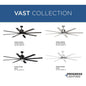 Progress Lighting® P2550-3130K Vast 1-Lamp Modern Ceiling Fan, 72 in Blade, Steel Housing, Plastic/Wood Blade, 3702/7982 cfm Flow Rate
