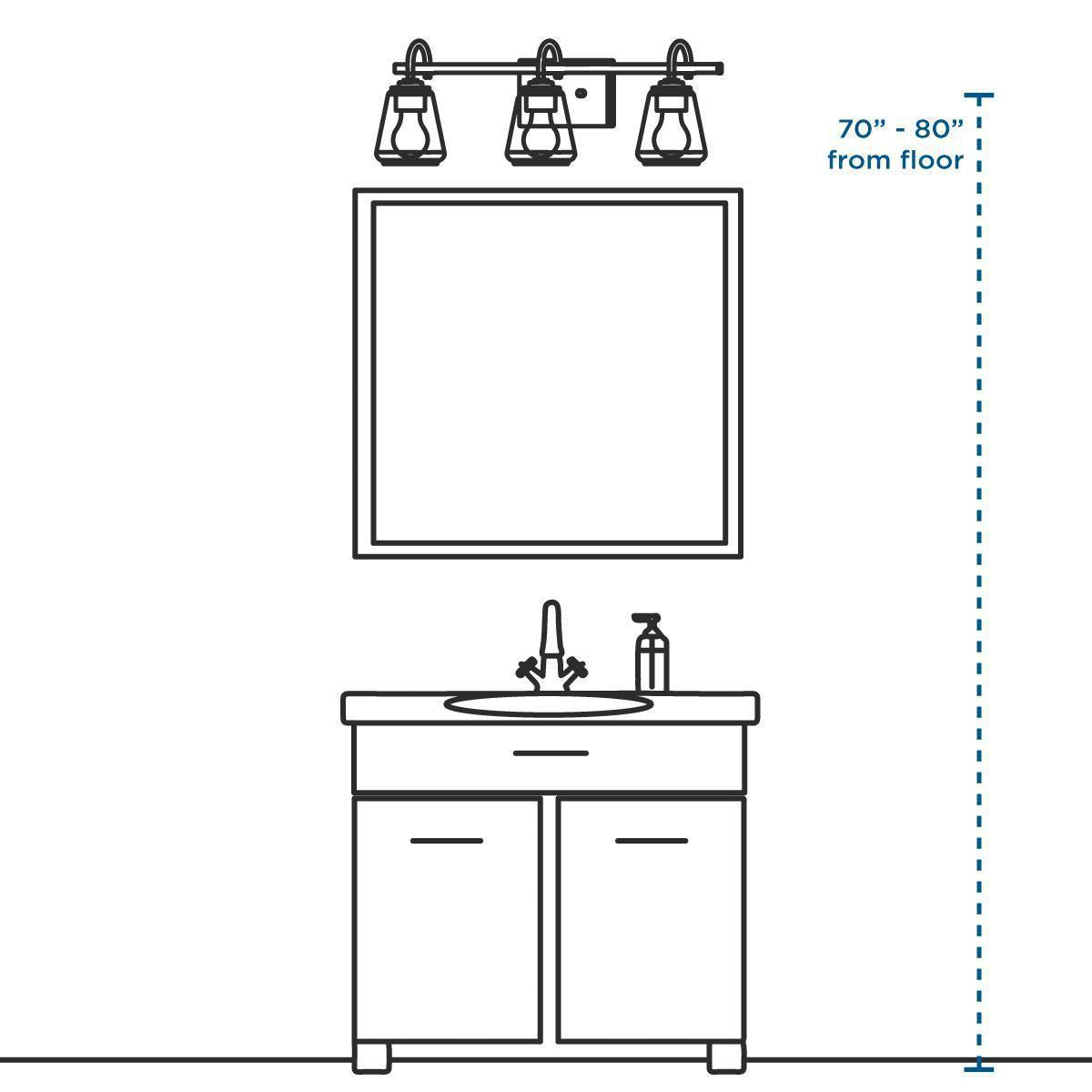 Progress Lighting® P300044-020 Tilley FCoastal/Farmhouse/Urban Industrial/Transitional Bath Fixture, (3) A19 Lamp, 120 V AC, Painted Housing