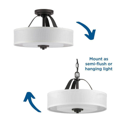 Kene - Semi-Flush Convertible Light - 120 V - (2) A19 Lamp