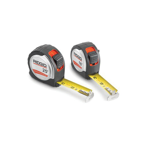 RIDGID® 20218 625 Magnetic Measuring Tape With Belt Clip, 25 ft L x 3/8 in W Blade, Stainless Steel, Imperial