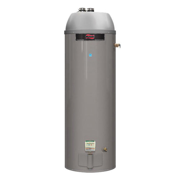 RUUD® PROG50-40N RU67 PDV Professional Achiever™ Gas Tank Water Heater, 40000 Btu/hr Heating, 50 gal Tank, Natural Gas Fuel, Direct/Power Vent, 40.4 gph Recovery, Tall