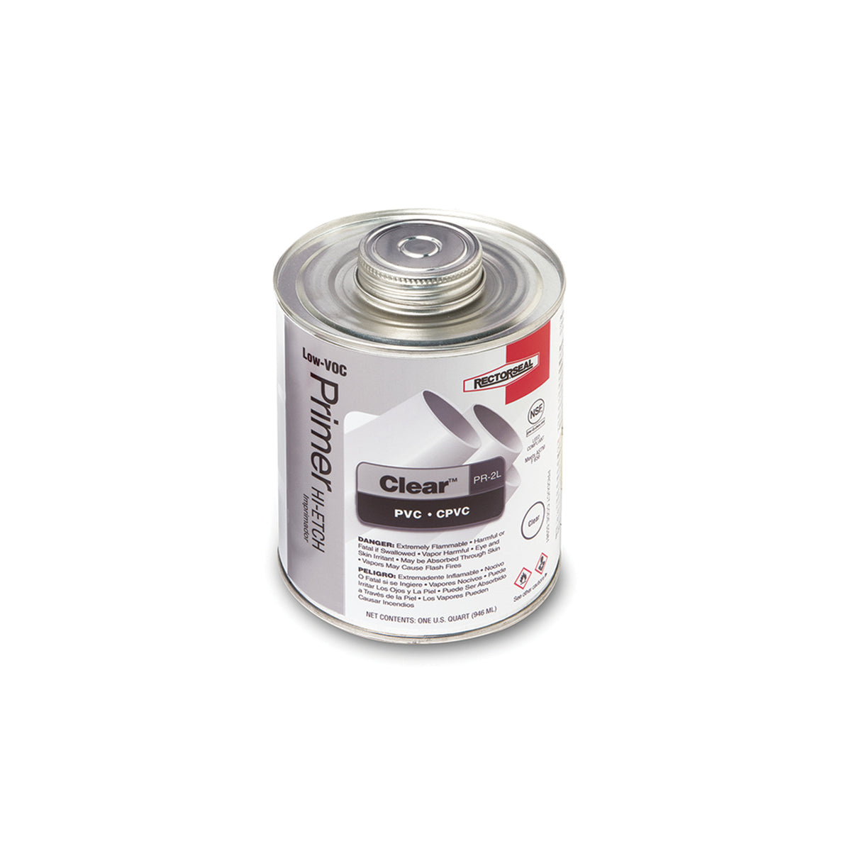RectorSeal® Jim™ PR-2L 55981 Hi-Etch Low VOC Primer, For Use With PVC and CPVC Pipe, Tubing and Socket Type Fittings, Clear, 1 qt Container
