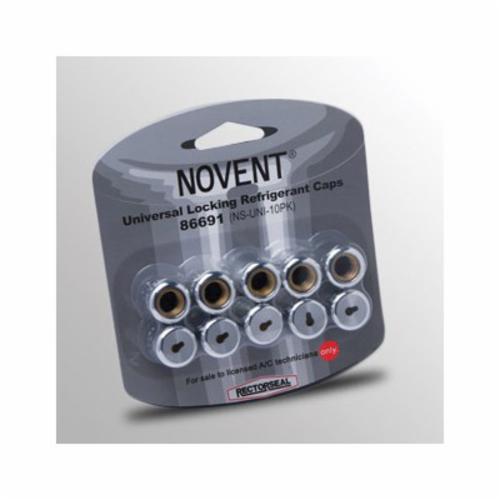 Novent® 86691 Locking Refrigerant Cap, 1/4 in Thread, Aluminum/High Grade Brass, Silver, Import