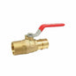 RWV® 5017AB 1 Ball Valve With Handle, 1 in, Barb x Solder, Brass Body, Standard Port, Double NBR Softgoods