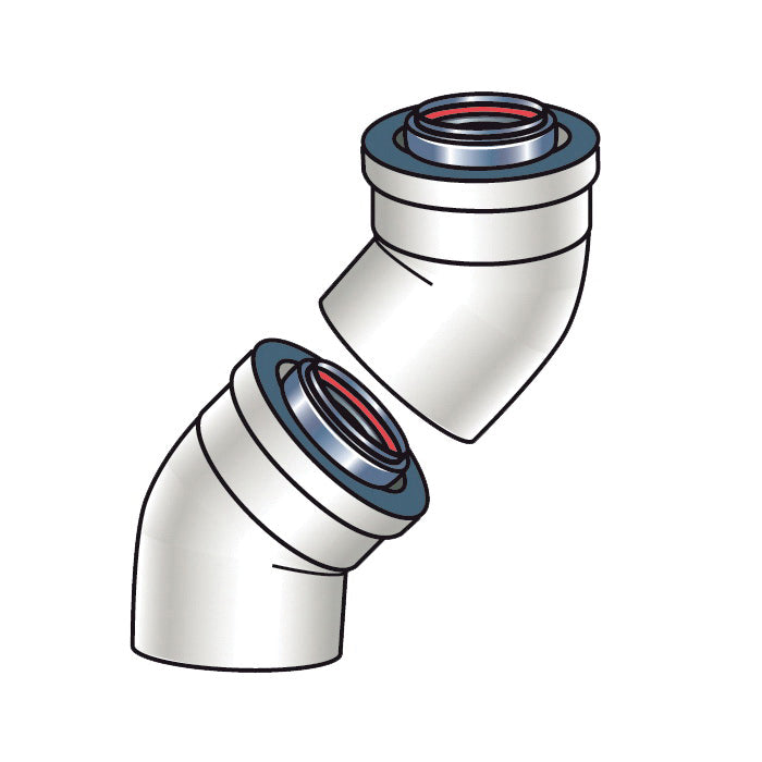 Rinnai® 224077PP 45 deg Elbow, For Use With: Ultra Series Condensing Tankless Water Heater, Polypropylene, White, Import